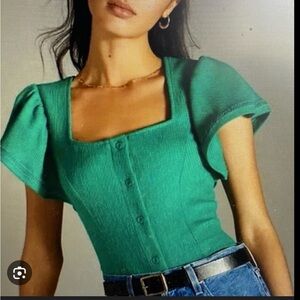 Anthropologie Dolan Teal Button-Up Women's Top